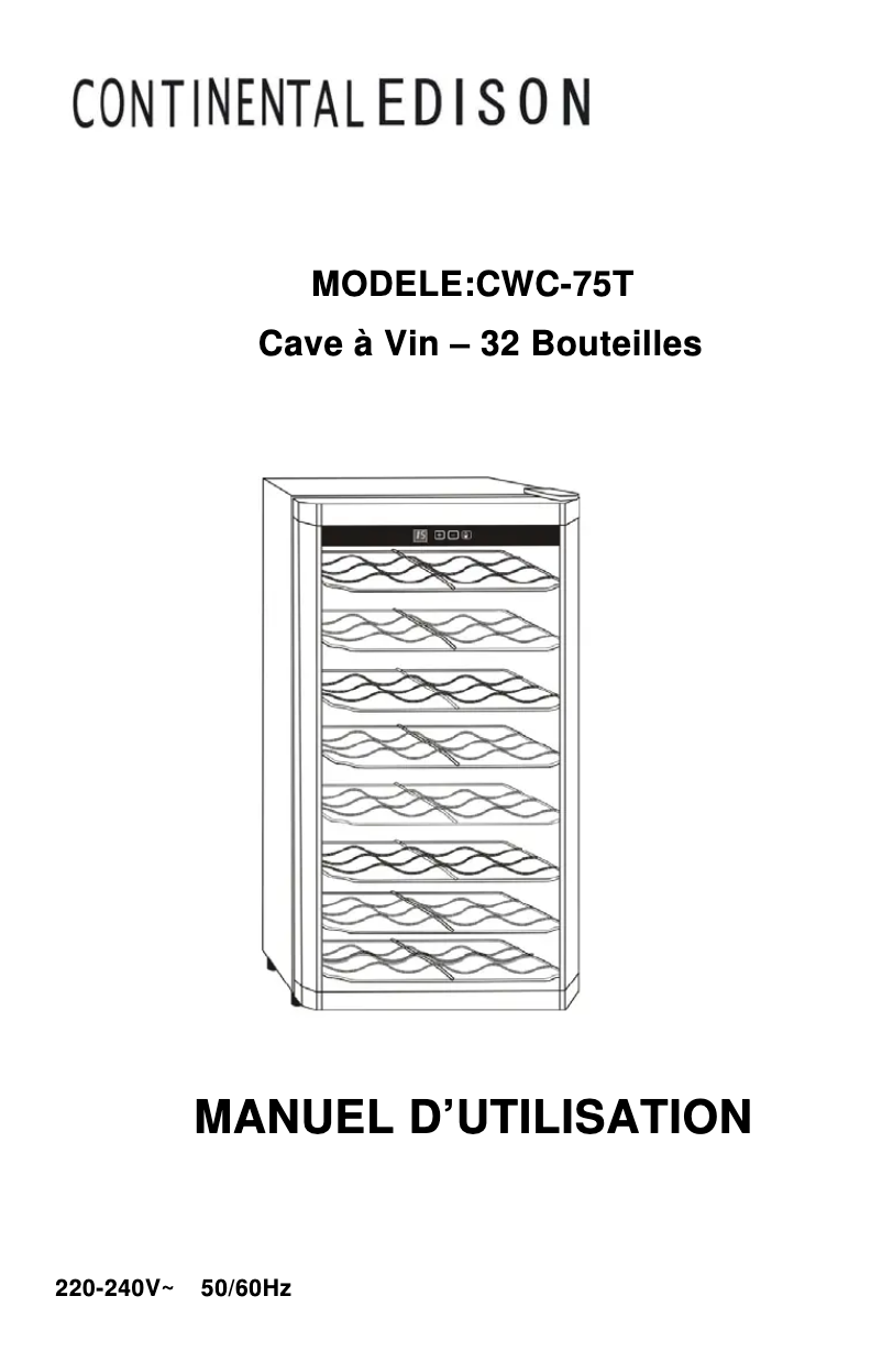 Image de la première page du manuel de l'appareil CWC-75T