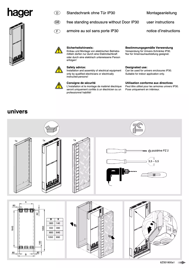 Page n°1 - Manuel utilisateur Hager FP21S1N