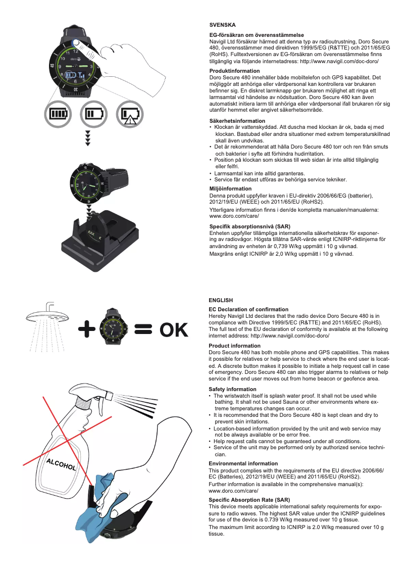 Page 1 de la notice Manuel utilisateur Doro Secure 480