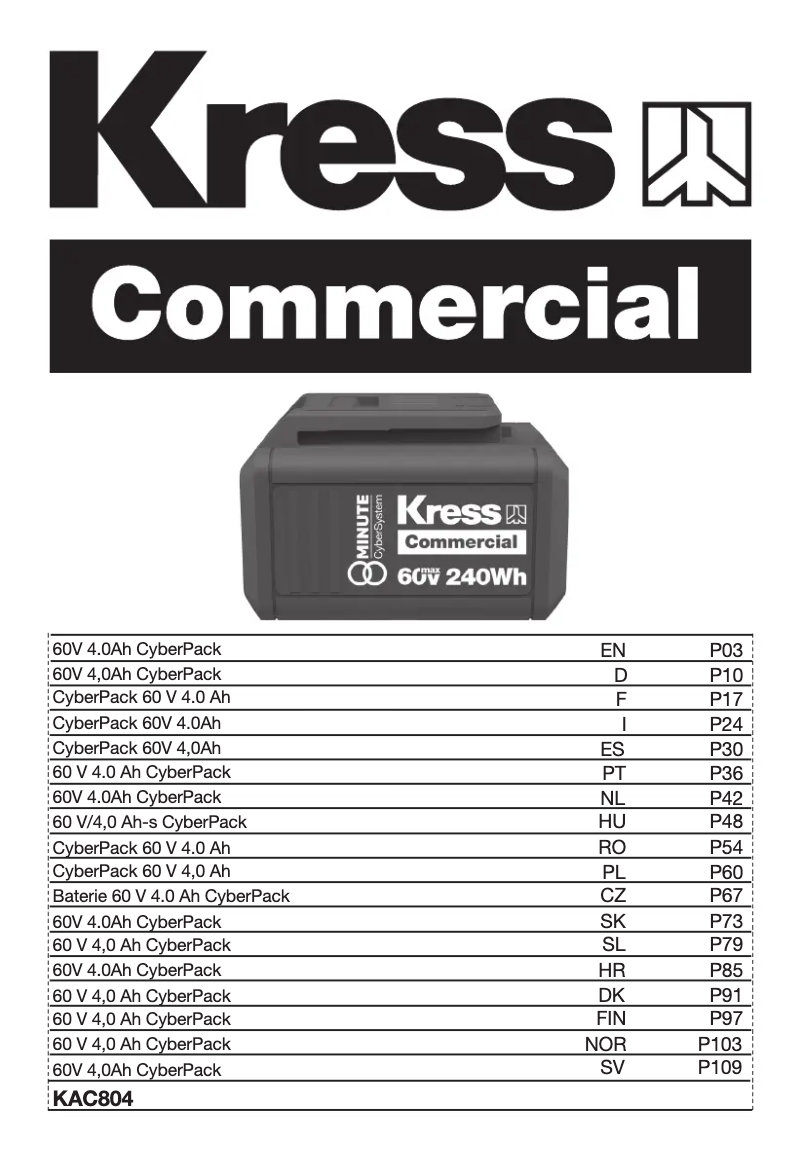 Page 1 de la notice Manuel utilisateur Kress KAC804