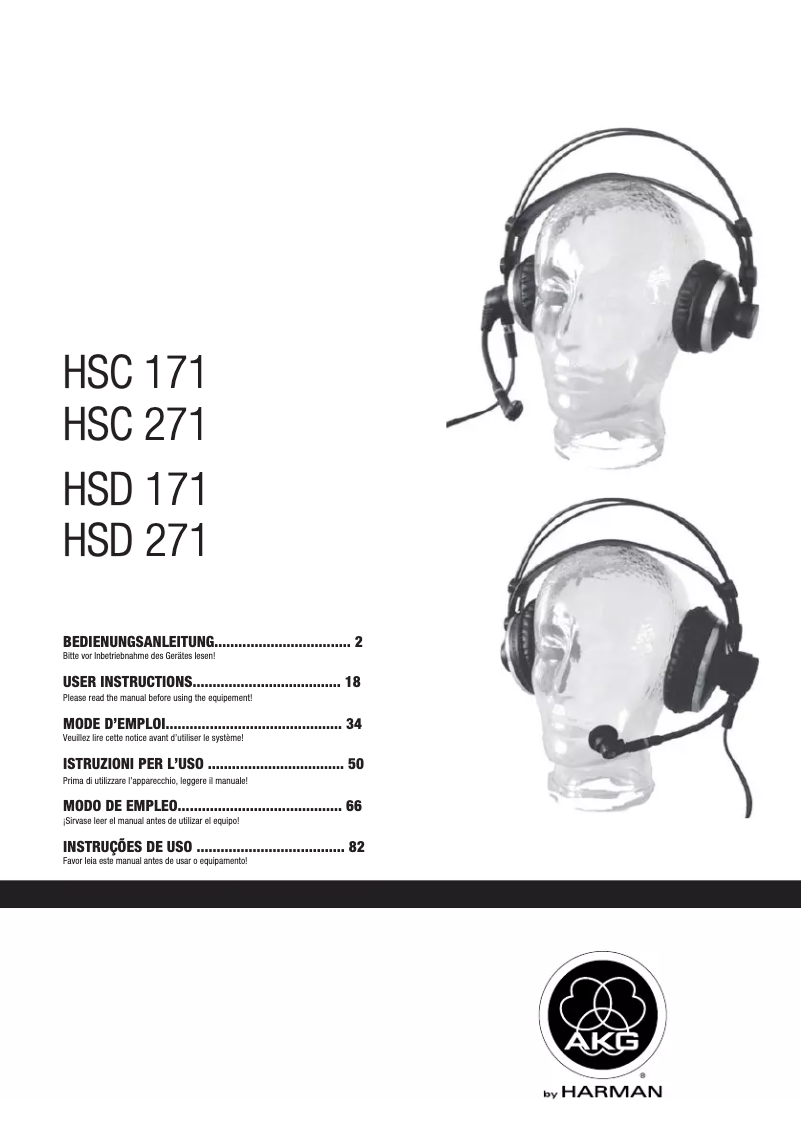 Page n°1 - Manuel utilisateur AKG HSC 271