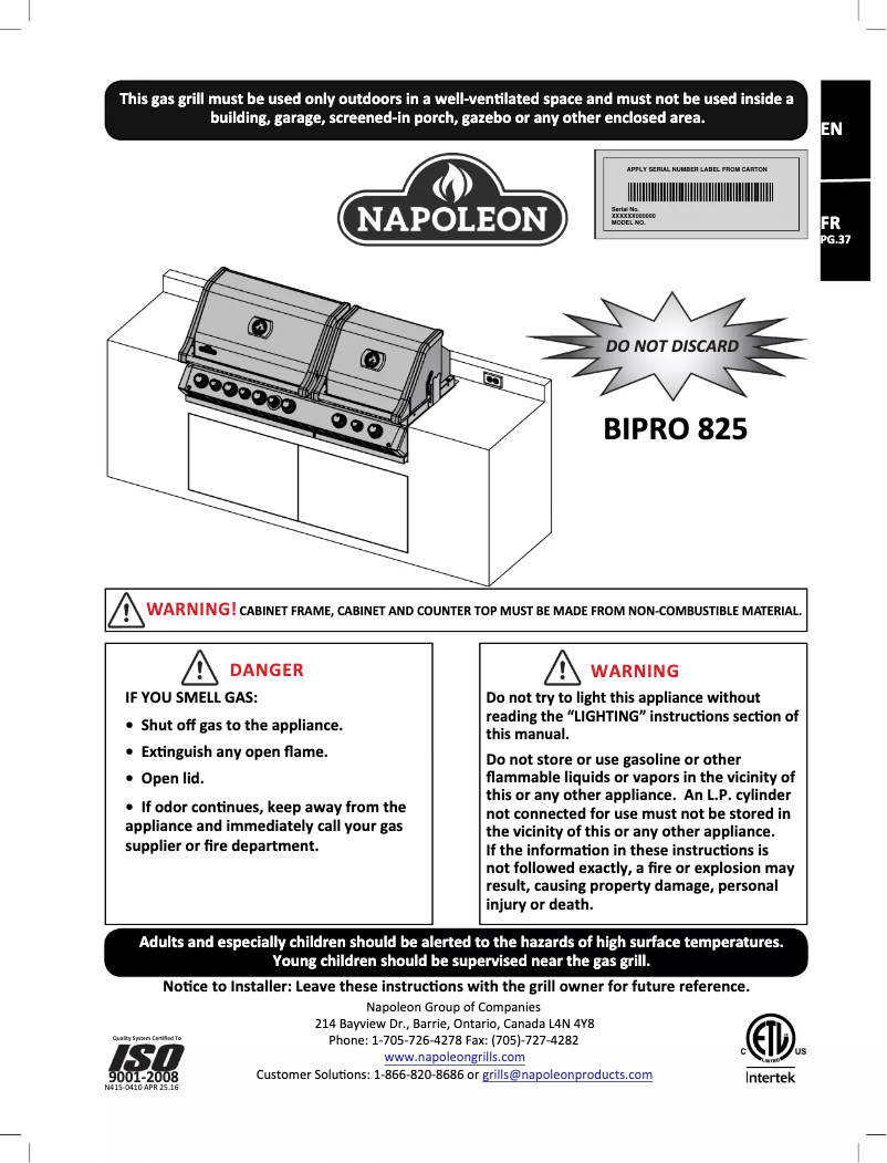 Image de la première page du manuel de l'appareil Prestige PRO 825