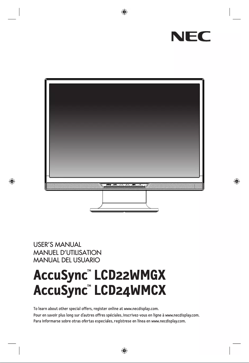 Image de la première page du manuel de l'appareil MultiSync LCD22WMGX