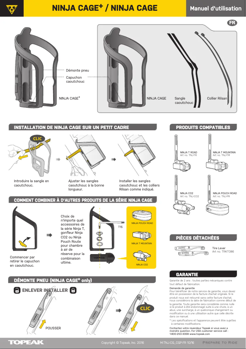 Page 1 de la notice Manuel utilisateur Topeak NINJA CAGE