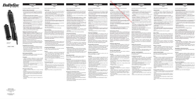 Page 1 de la notice Manuel utilisateur BaByliss Shape & Smooth AS82E