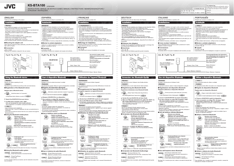 Page n°1 - Manuel utilisateur JVC KS-BTA 100