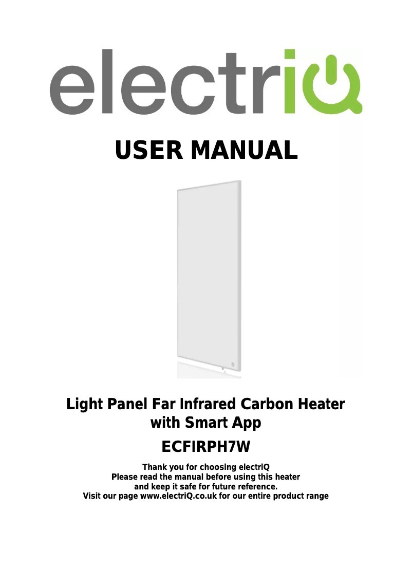 Image de la première page du manuel de l'appareil ECFIRPH7W