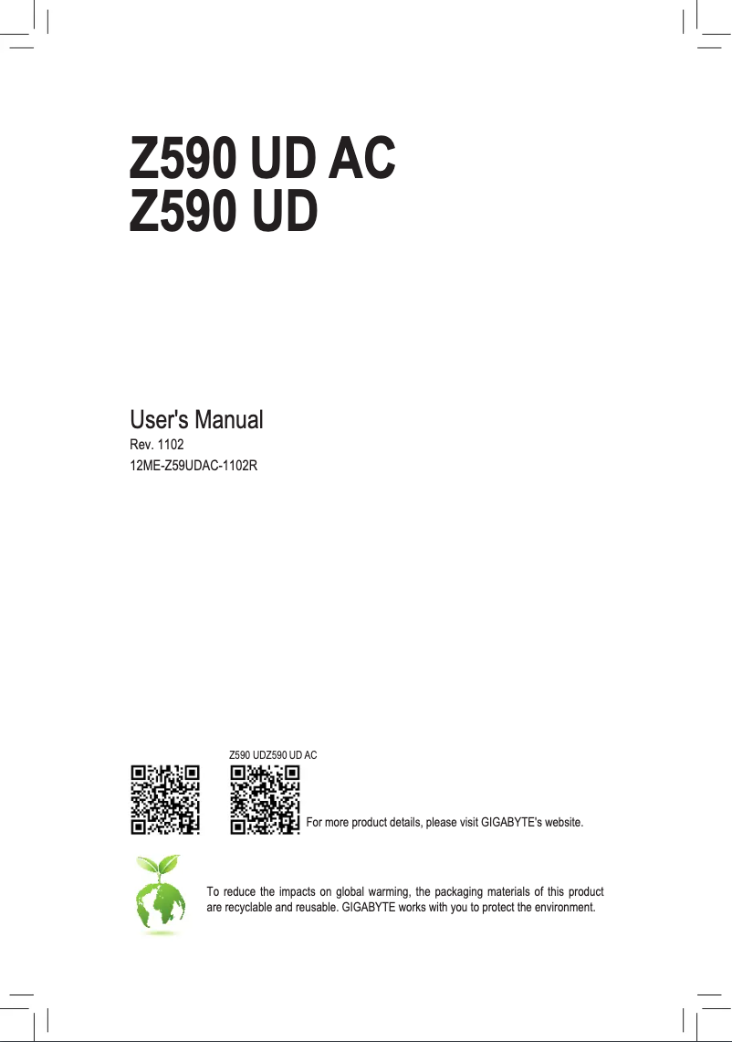 Image de la première page du manuel de l'appareil Z590 UD