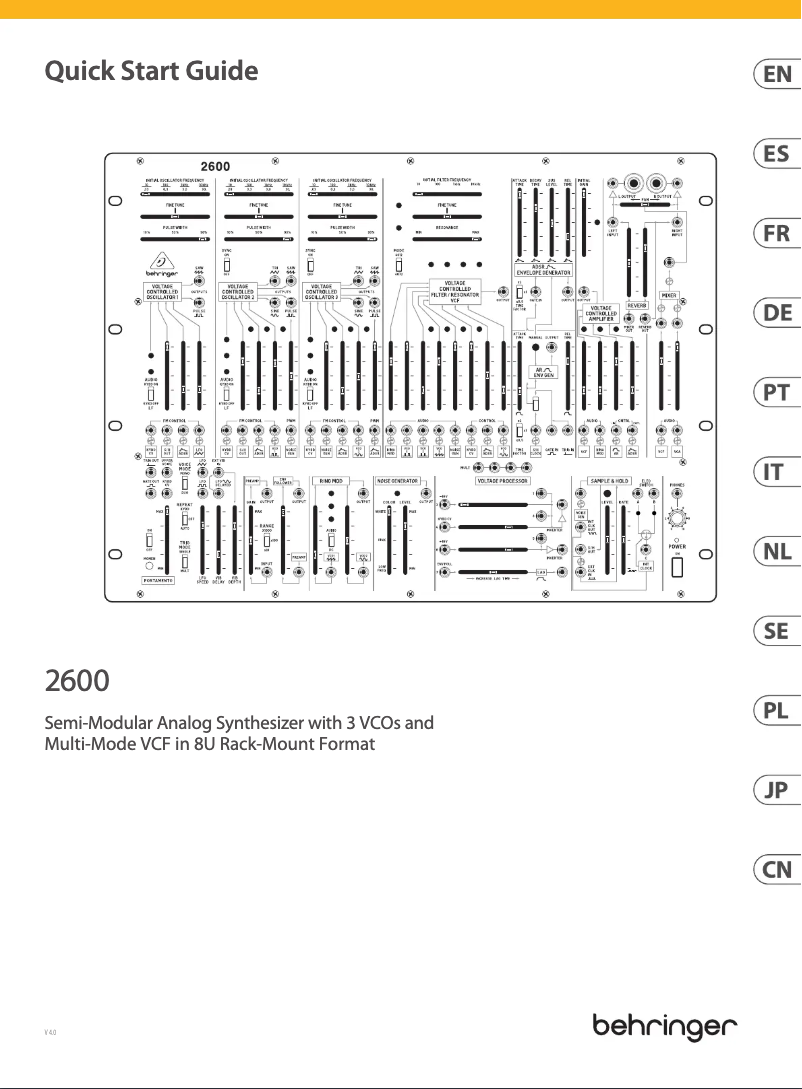 Page n°1 - Guide de démarrage rapide Behringer 2600