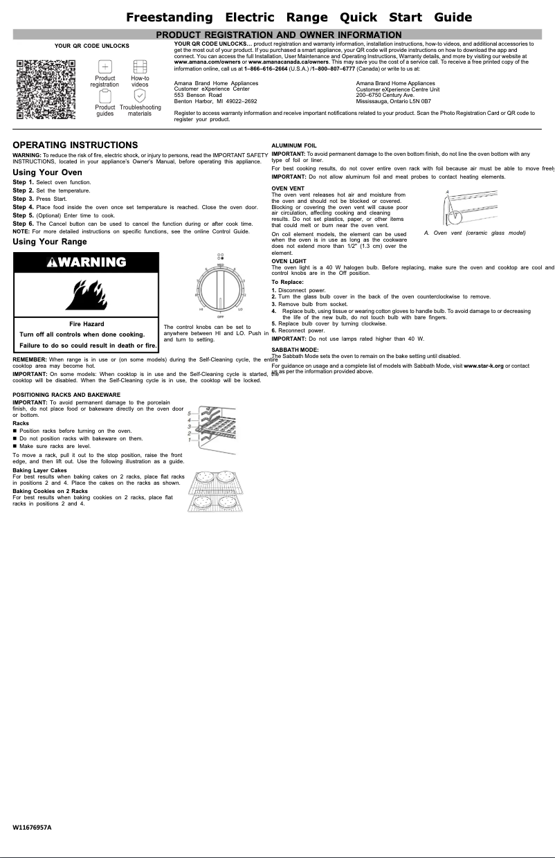 Page n°1 - Guide de démarrage rapide Amana AER6303MFW