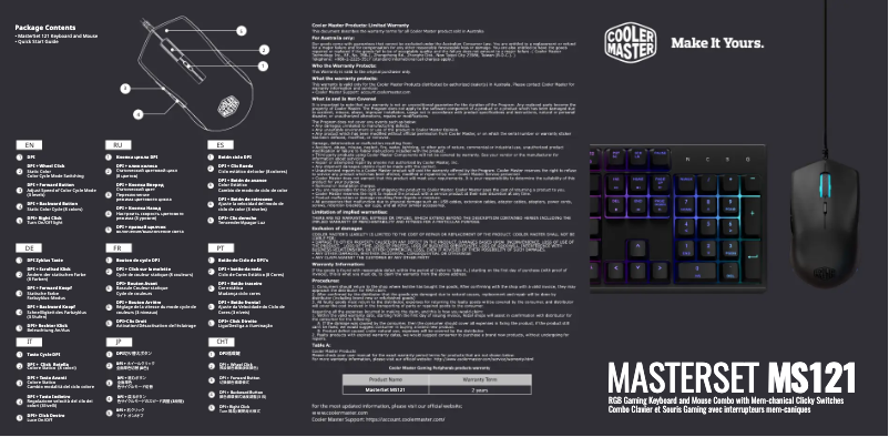 Page n°1 - Manuel utilisateur CM Storm MasterSet MS121
