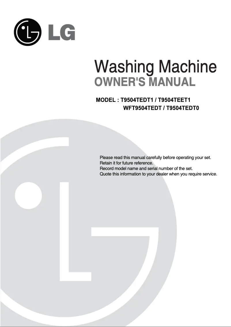 Page 1 de la notice Manuel utilisateur LG T9504TEDT1