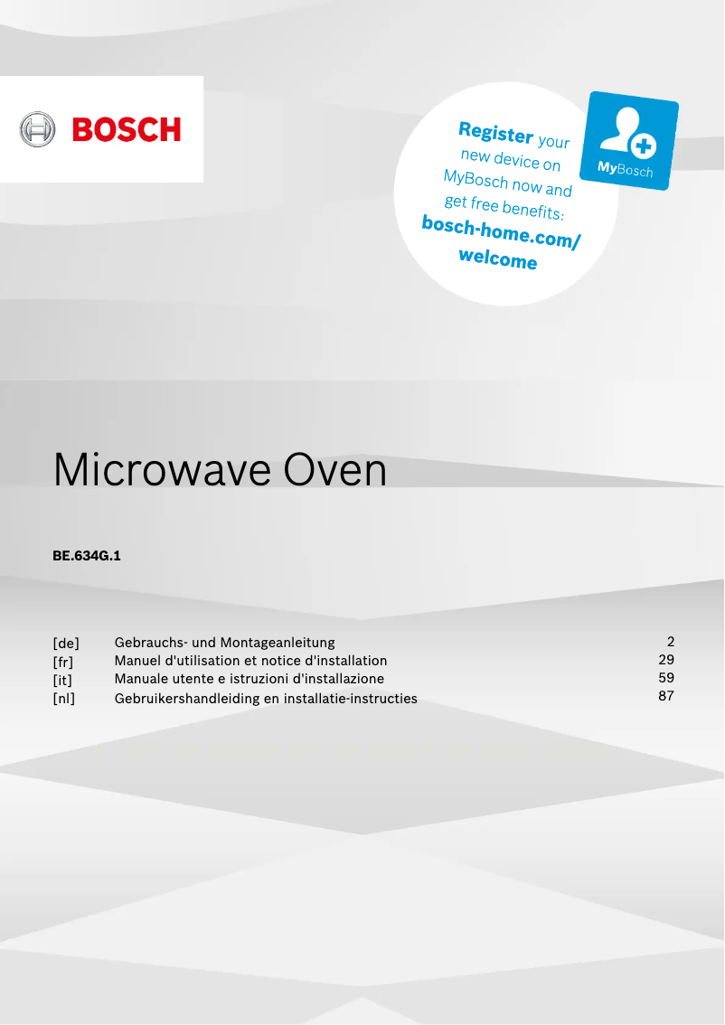 Página 1 del manual Guía de instalación Bosch BEL634GS1