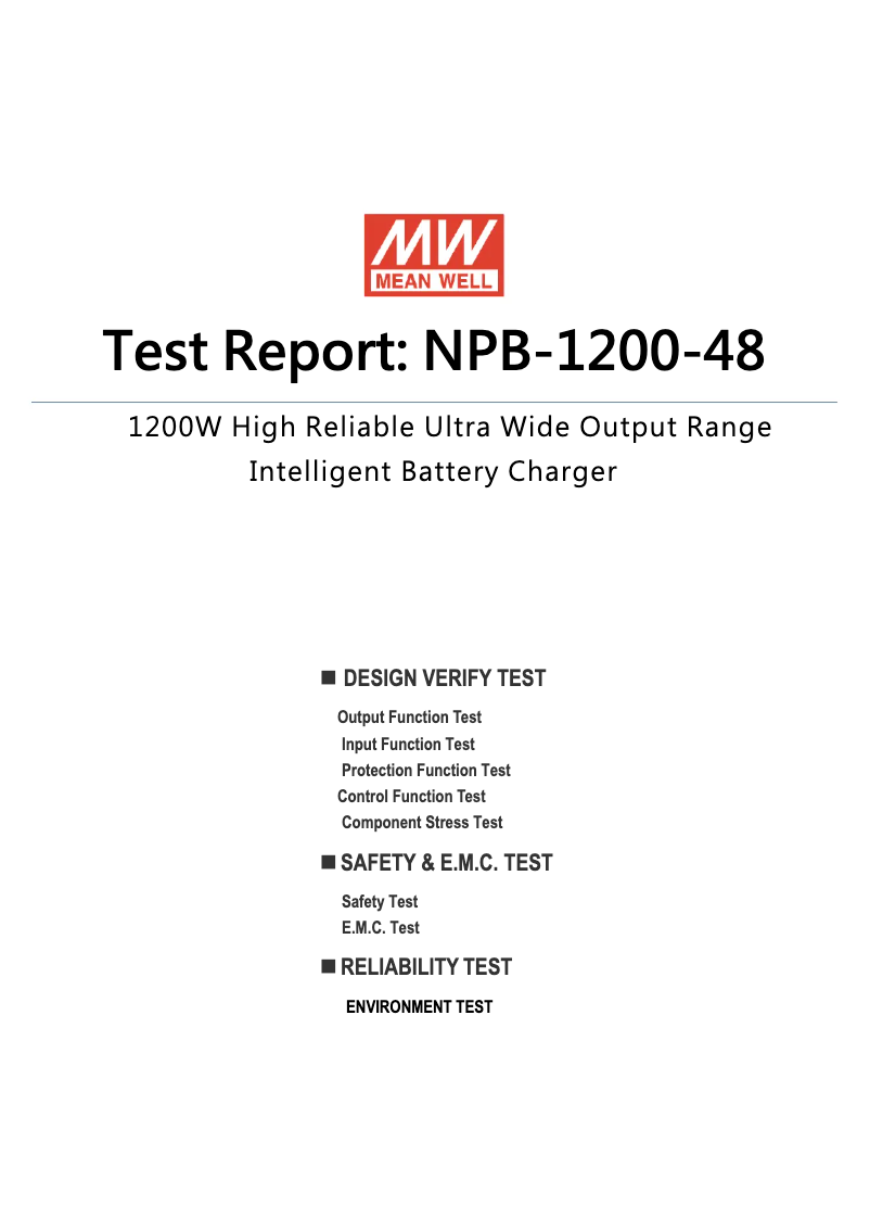 Page 1 de la notice Fiche technique Mean Well NPB-1200-48