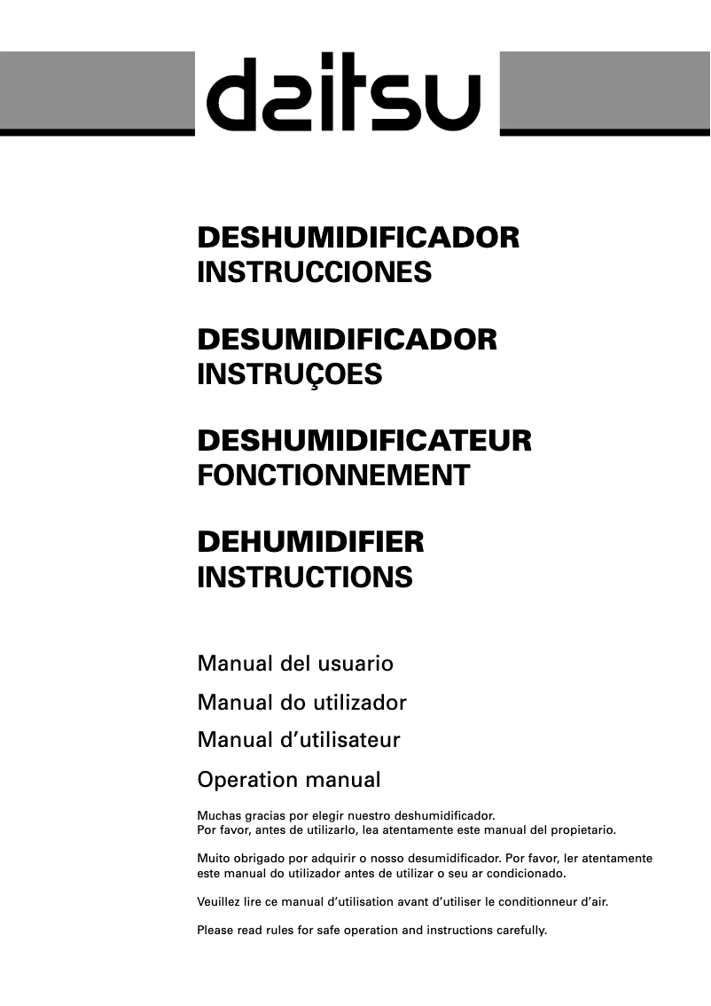 Page 1 de la notice Manuel utilisateur Daitsu ADD12