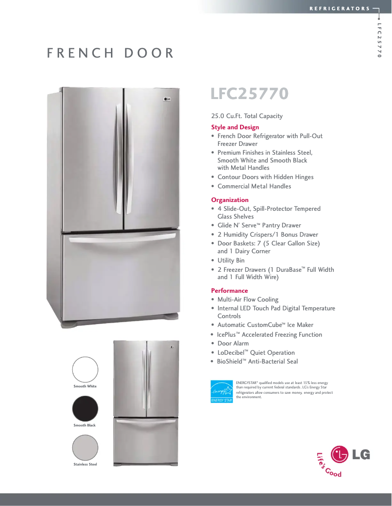 Página 1 del manual Ficha técnica LG LFC25770ST