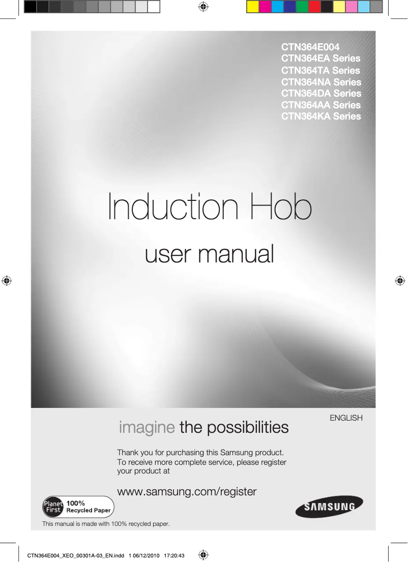 Page 1 de la notice Manuel utilisateur Samsung CTN364E004