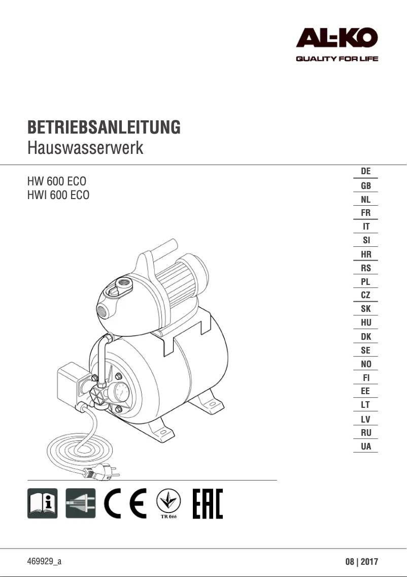 Image de la première page du manuel de l'appareil HW 600