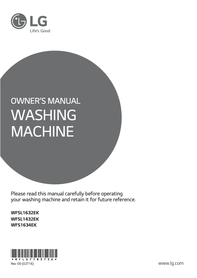 Página 1 del manual Manual de usuario LG WFS1634EK