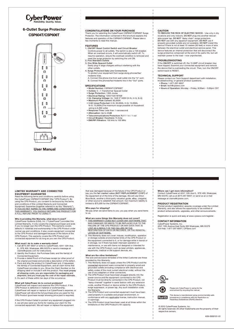 Page n°1 - Manuel utilisateur CyberPower Professional CSP606T