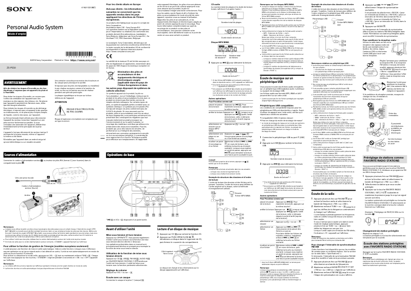 Image de la première page du manuel de l'appareil ZS-PS50