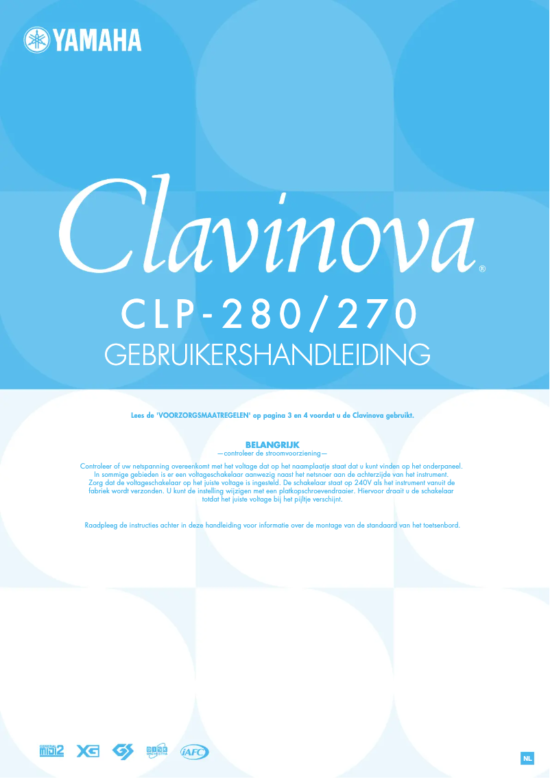 Page n°1 - Manuel utilisateur Yamaha Clavinova CLP-270