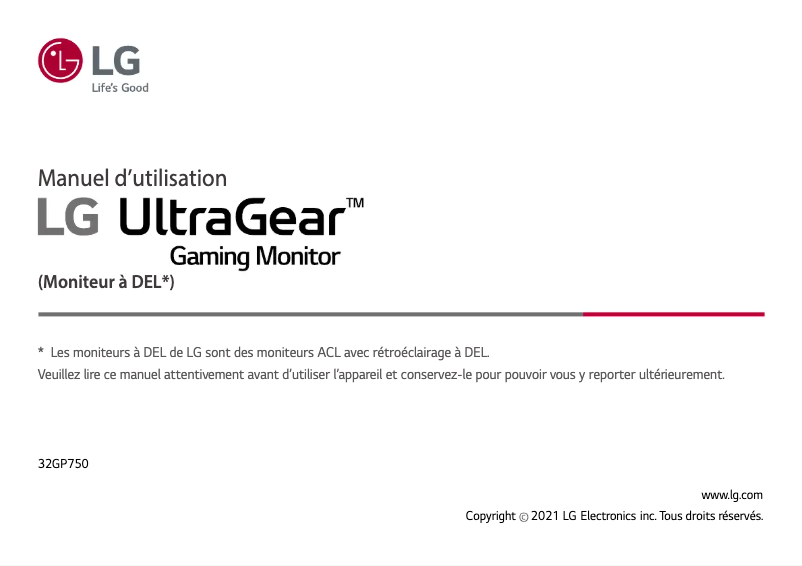 Page n°1 - Manuel utilisateur LG 32GP750