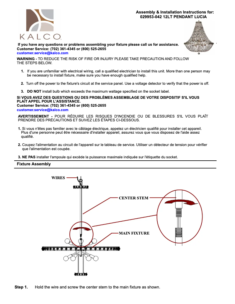 Page n°1 - Manuel utilisateur Allegri Lucia 029953-042