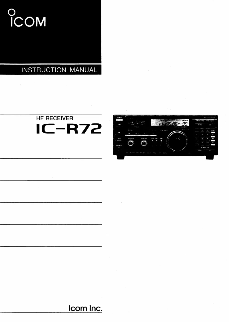 Image de la première page du manuel de l'appareil IC-R72