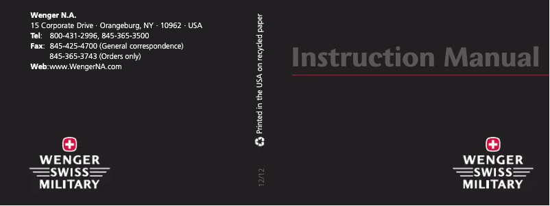 Page 1 de la notice Manuel utilisateur Wenger SwissGear Swiss Military