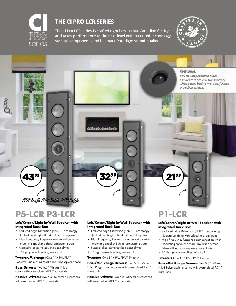 Page 1 de la notice Fiche technique Paradigm CI Pro P5-LCR