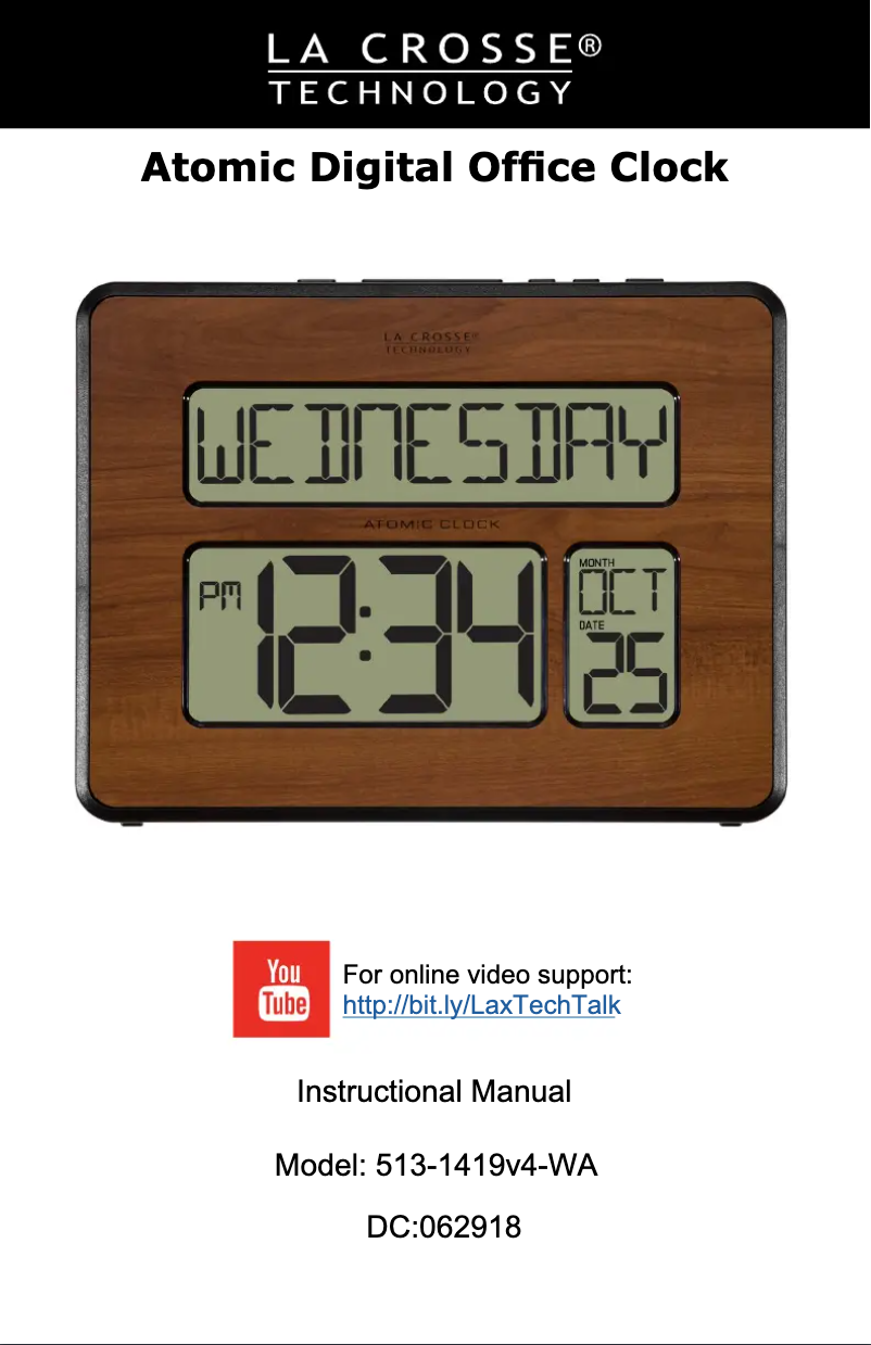 Page n°1 - Manuel utilisateur La Crosse Technology 513-1419-WAV4