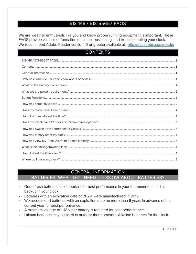 Page n°1 - FAQ La Crosse Technology 513-148