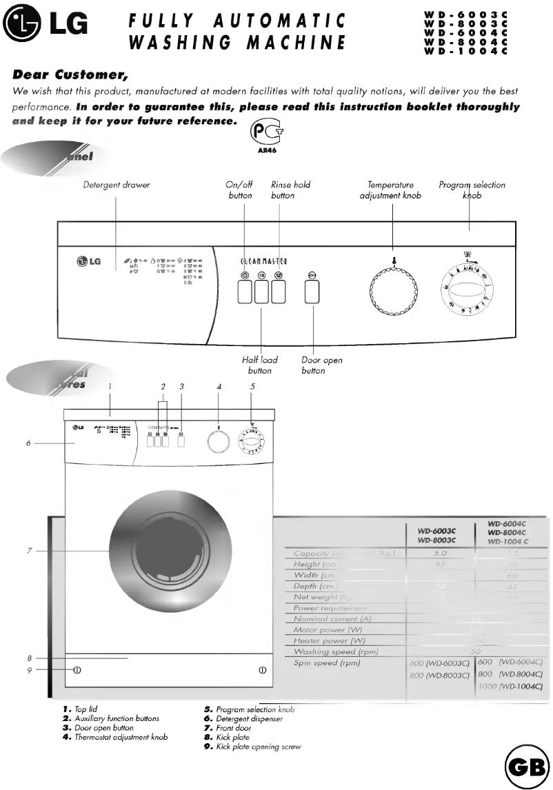 Image de la première page du manuel de l'appareil WD-8003C