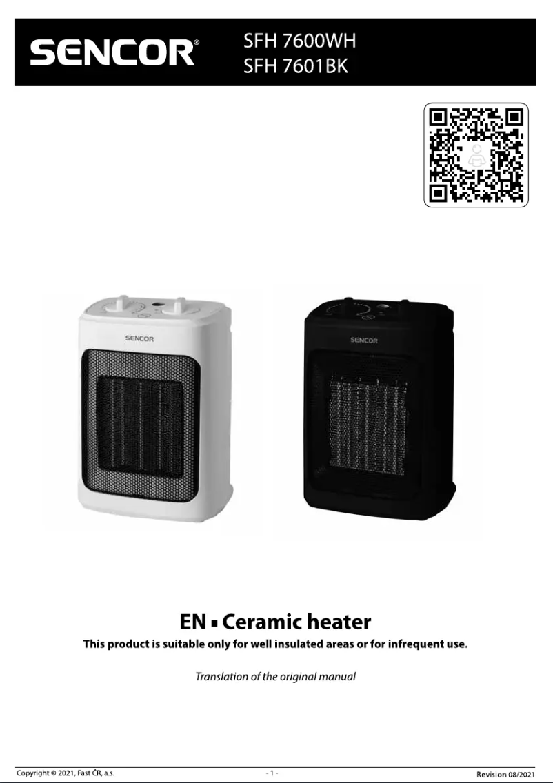 Page 1 de la notice Manuel utilisateur Sencor SFH 7601BK