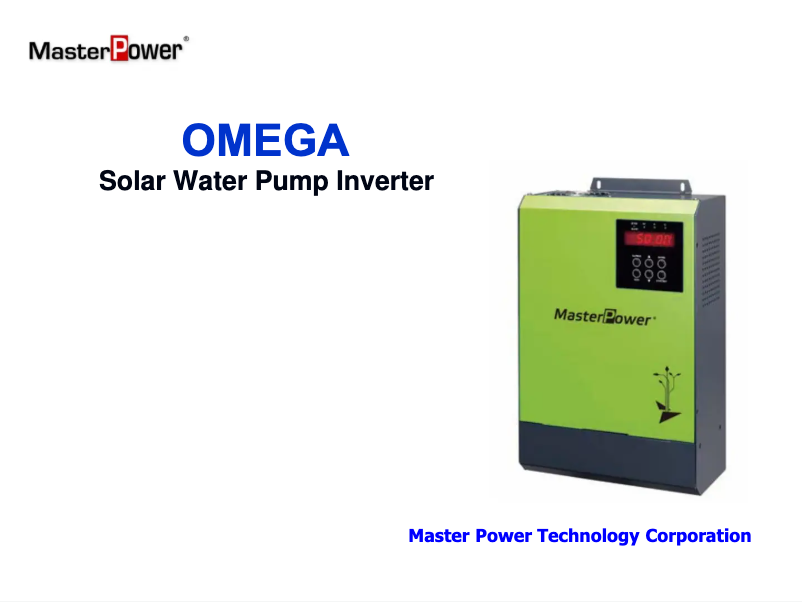 Page n°1 - Manuel utilisateur MasterPower Omega 7.5kW S