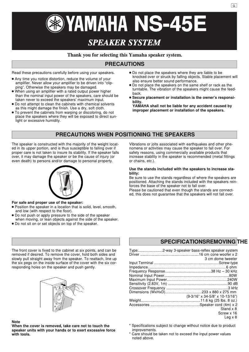 Image de la première page du manuel de l'appareil NS-45E