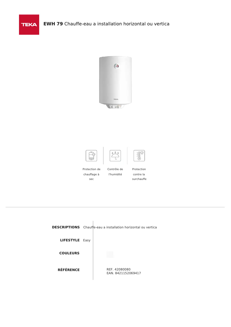 Image de la première page du manuel de l'appareil EWH 79