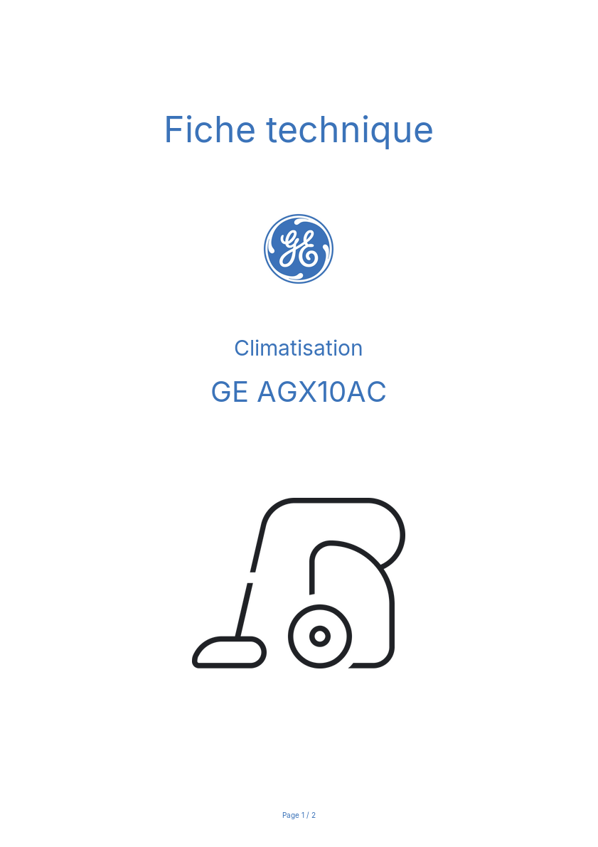 Page n°1 - Fiche technique GE AGX10AC