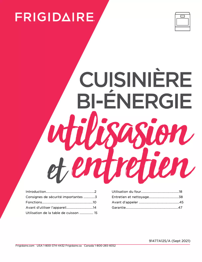Page 1 de la notice Manuel utilisateur Frigidaire PCFD3668AF