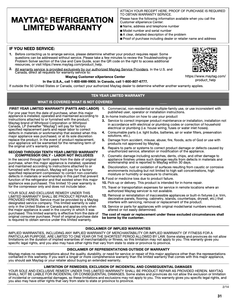 Page 1 de la notice Mode d'emploi Maytag MFX2676FR