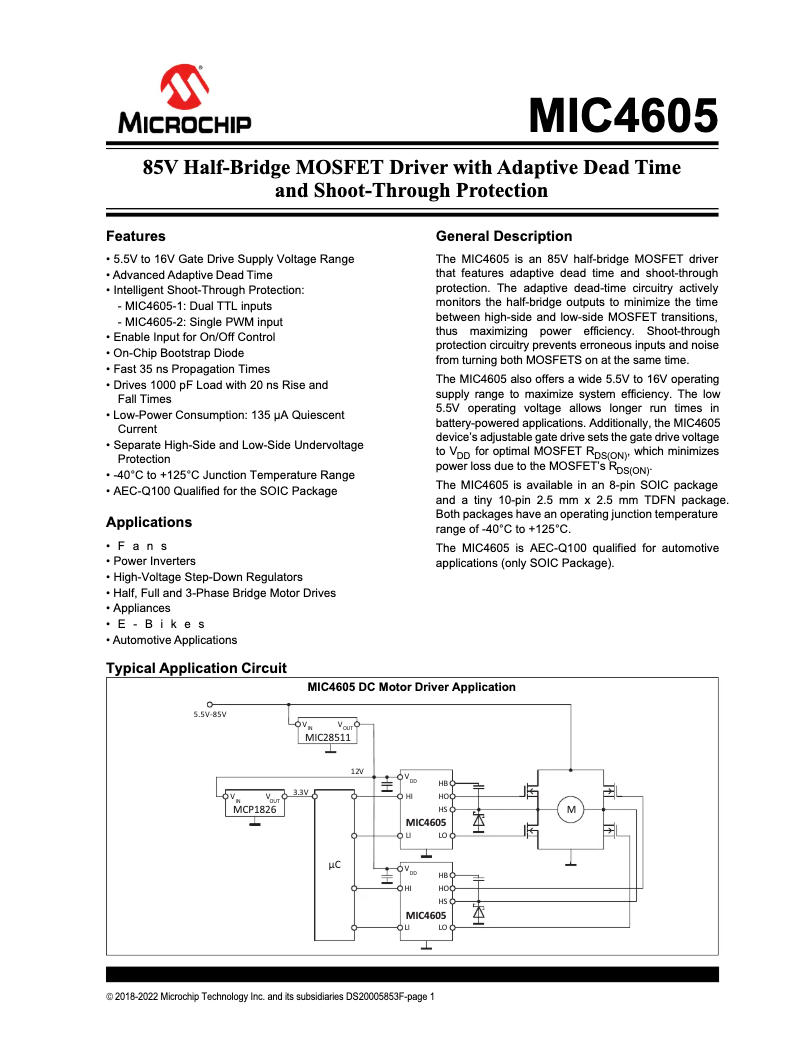 Página 1 del manual Manual de usuario Microchip MIC4605