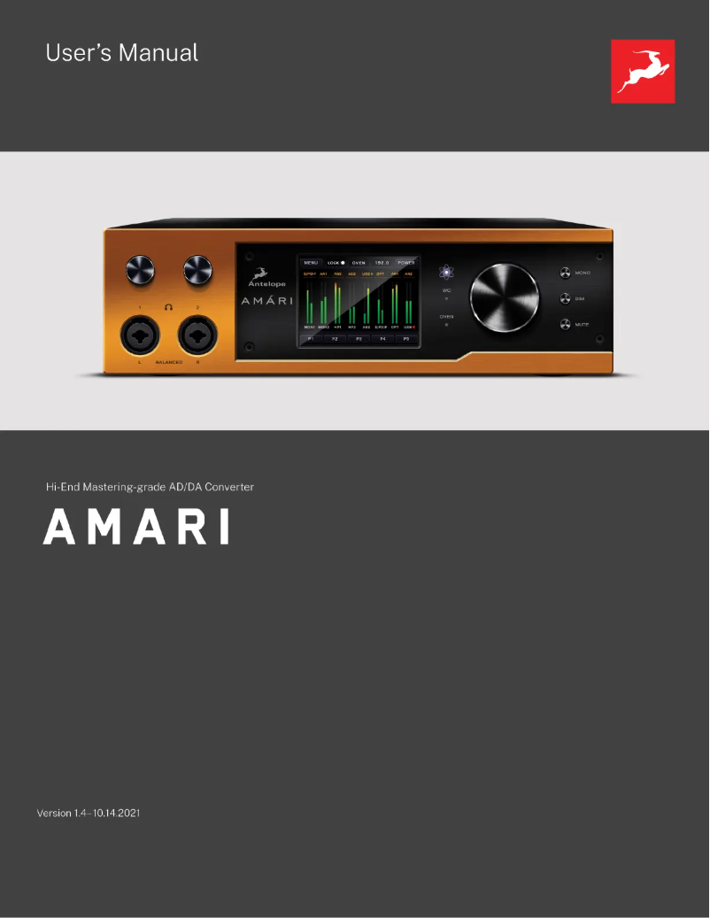Imagen de la primera página del manual del dispositivo Amari