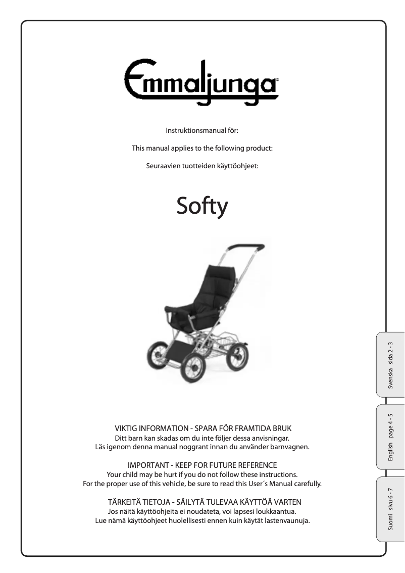 Page 1 de la notice Manuel utilisateur Emmaljunga Softy