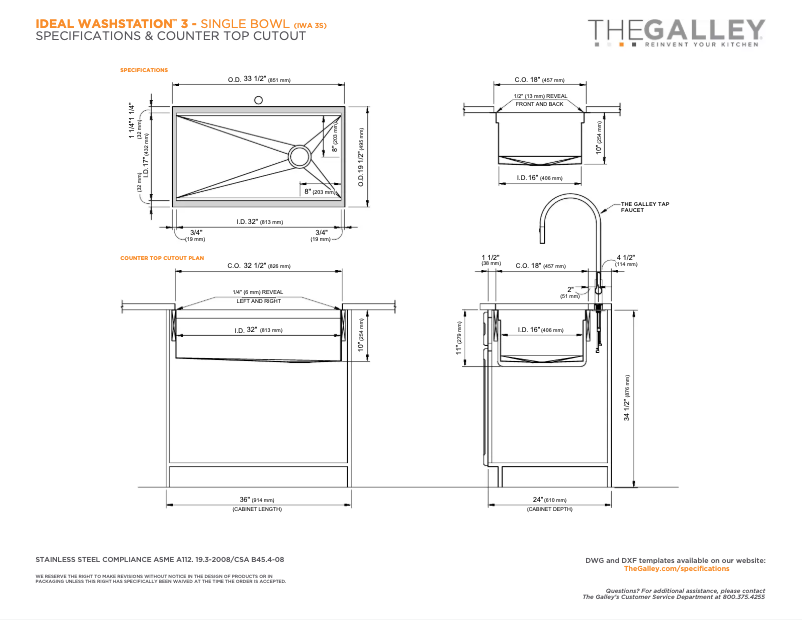 Page n°1 - Fiche technique The Galley Ideal Washstation 3S