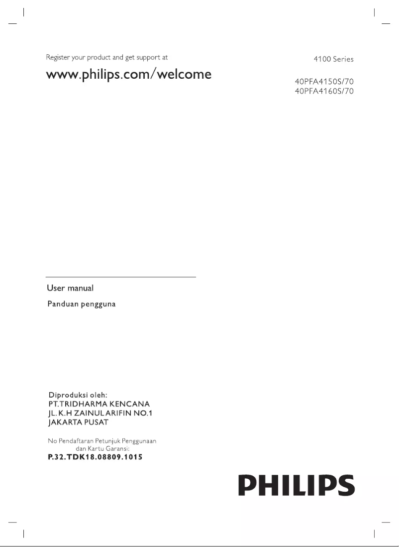 Image de la première page du manuel de l'appareil 40PFA4150S