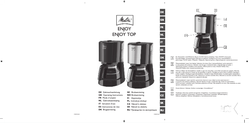 Page n°1 - Manuel utilisateur Melitta Enjoy