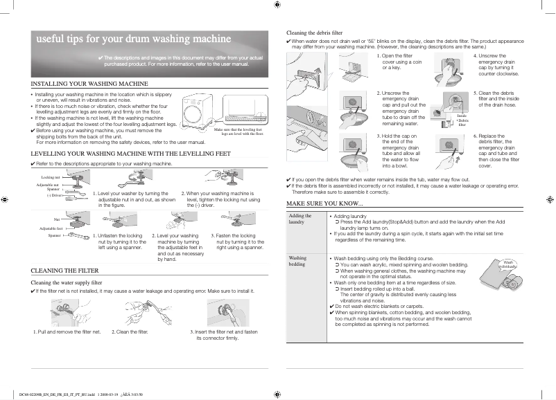 Page 1 de la notice Guide d'installation Samsung WF8590NMWU