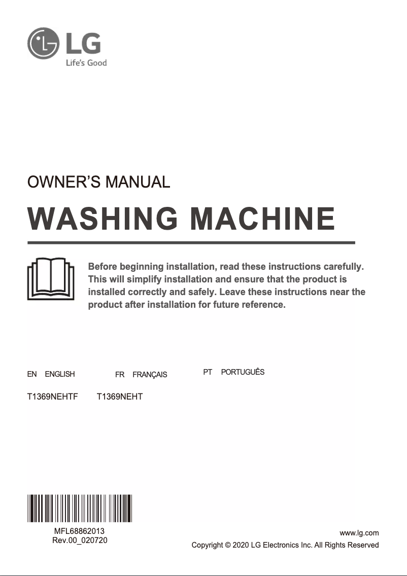 Page 1 de la notice Manuel utilisateur LG T1369NEHT