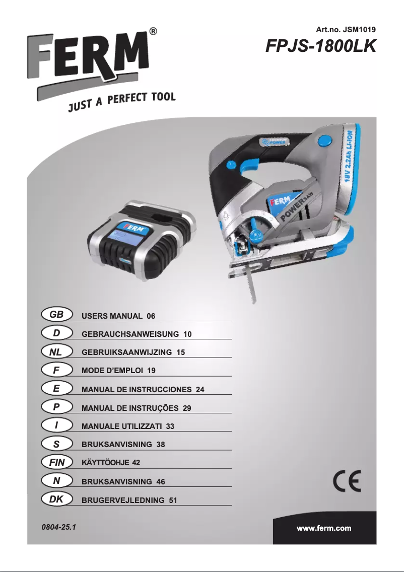 Page n°1 - Manuel utilisateur Ferm FPJS-1800LK